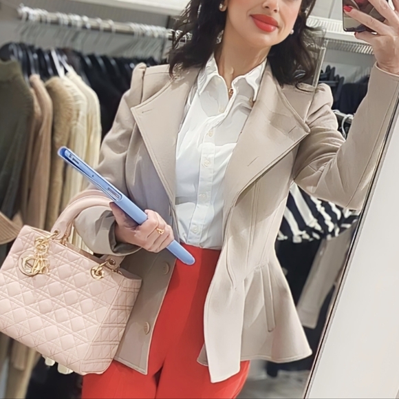 TED BAKER BEIGE / TAN  WOOL & CASHMERE BLEND SHORT COAT - Picture 2 of 16